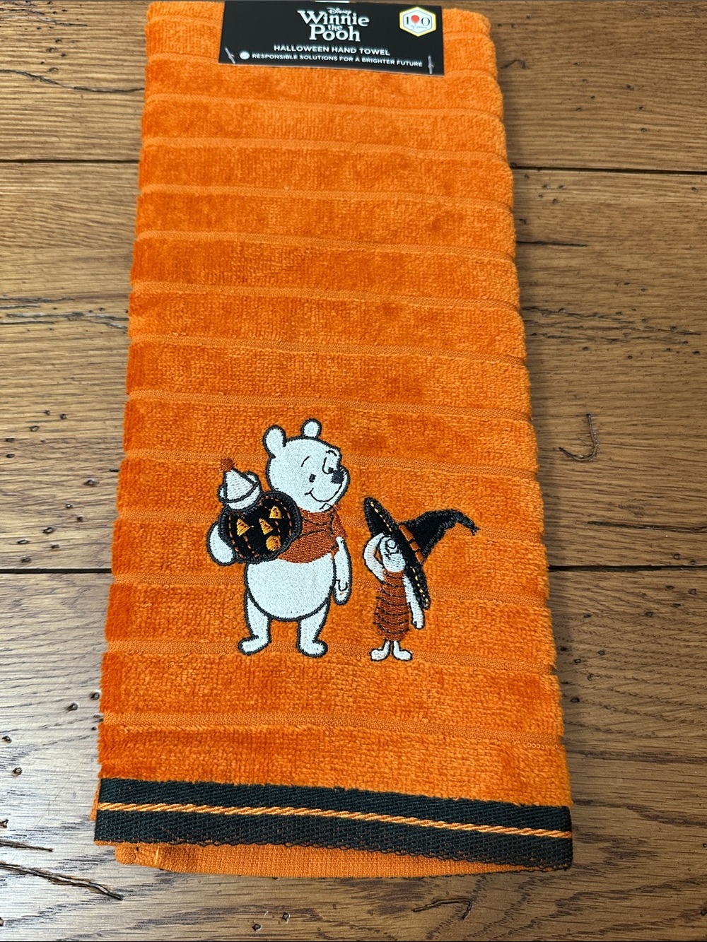 Disney Orange Winnie the Pooh Halloween Embroidered Hand Towel